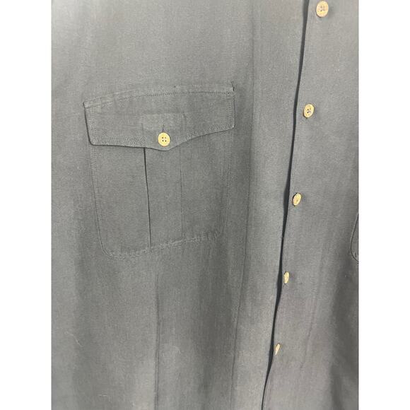 Tommy Bahama 100% Silk Black Short Sleeve Button Down Shirt Size XL - Picture 4 of 6